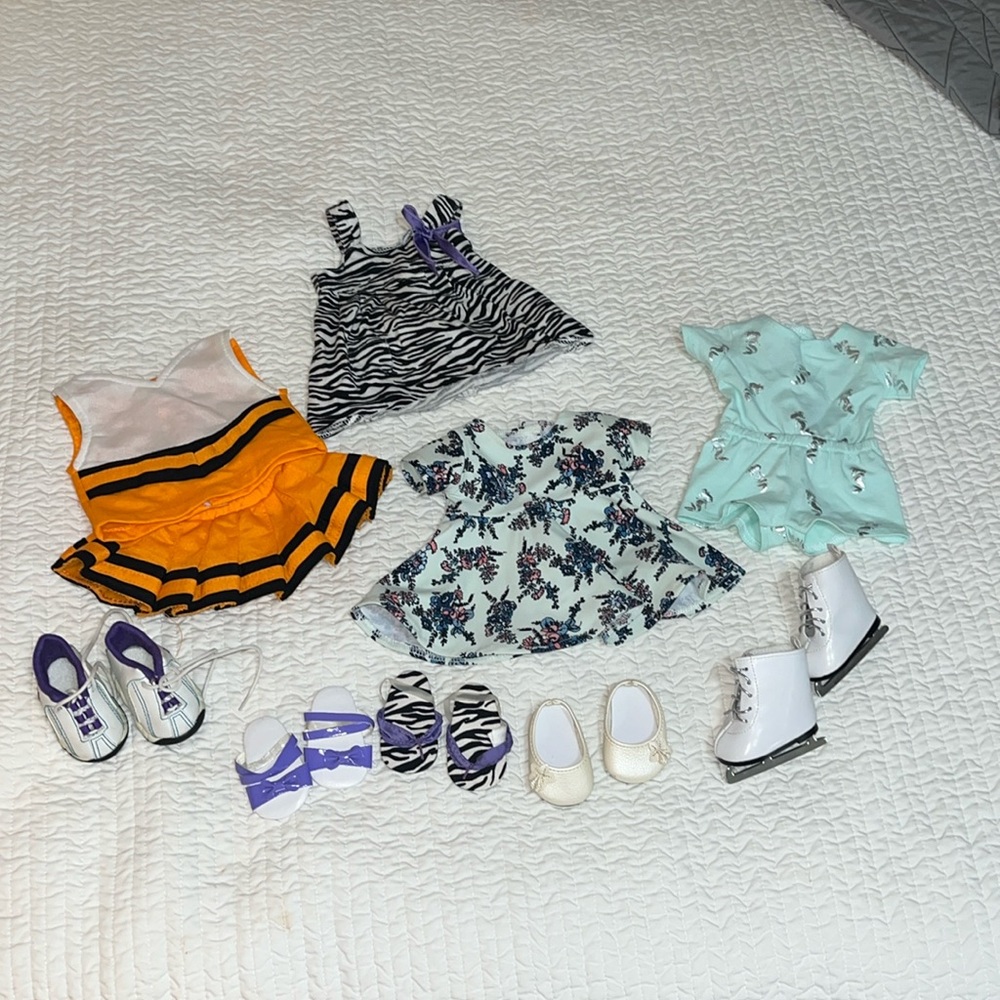 Assorted American Girl Doll Clothes and Shoes